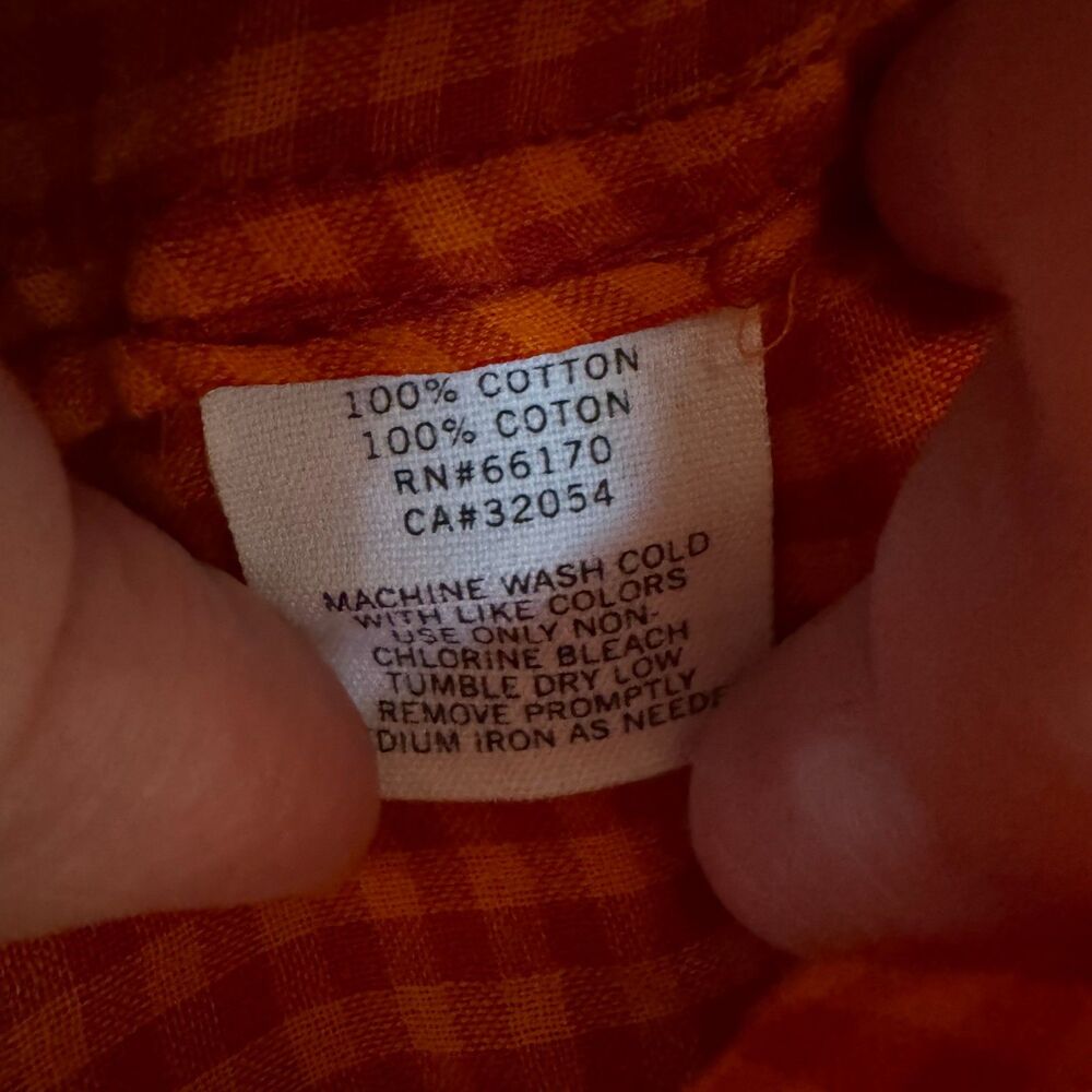 BDG Men's Cotton Orange Checkered Plaid Flannel Shirt Size Medium - Picture 5 of 6